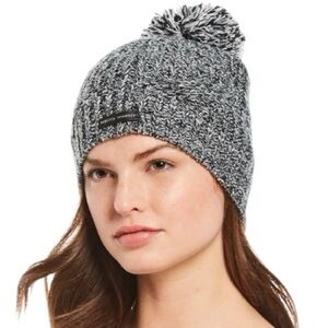NWT Rebecca Minkoff Women’s Black White Marled Knit Pom-Pom Beanie Armwarmer Set